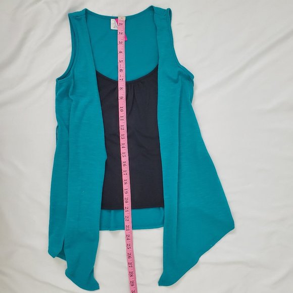 2 in 1 Teal Cardigan with built in Black Camisole - Picture 5 of 10